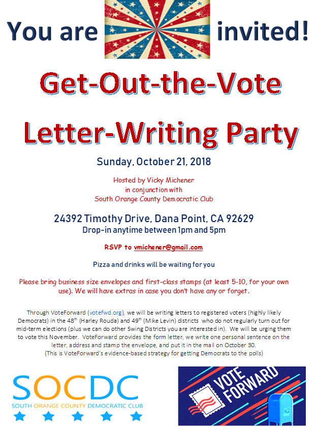 Get-Out-The-Vote Letter-Writing Party By SOCDC And VoteForward » Canyon ...